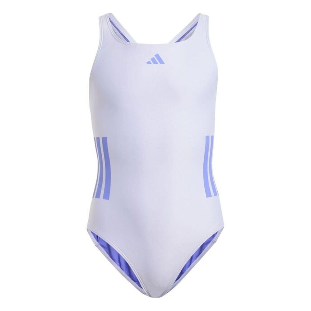 Adidas Girls 3 Stripes One Piece Bathing Suit / Violet/Cobalt